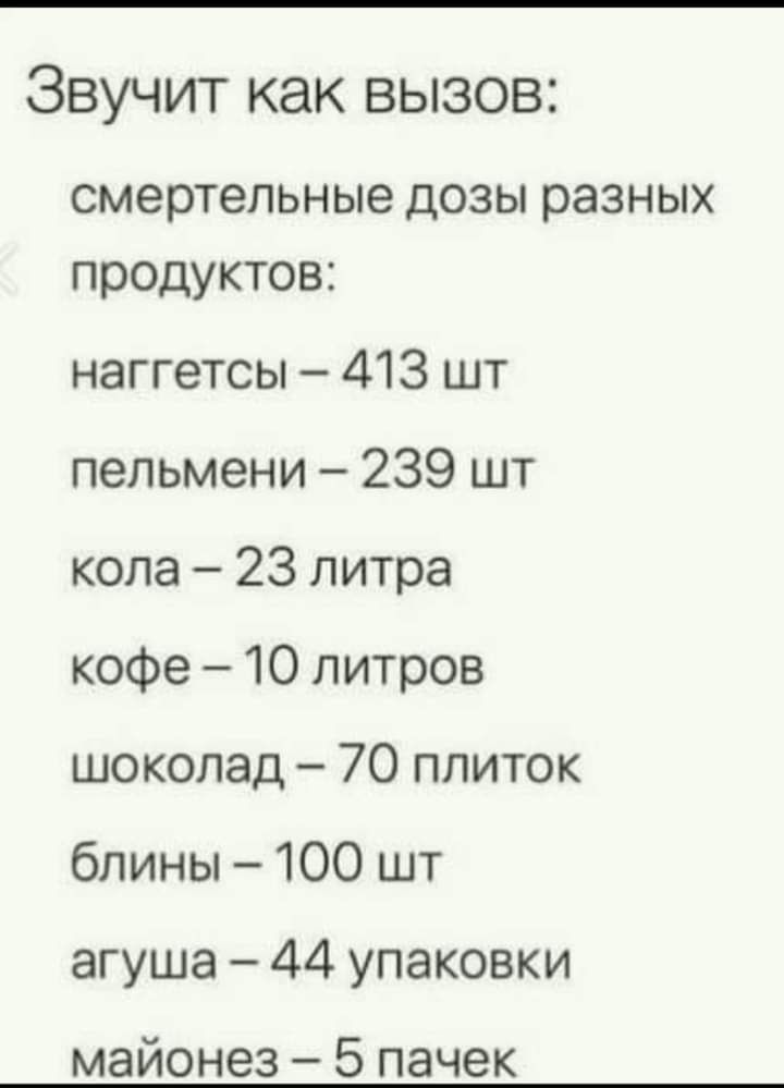 ЗВУЧИТ как ВЫЗОВ смертельные ДОЗЫ разных продуктов наггетсы 413 шт пельмени 239 шт кола 23 литра кофе 10 литров шоколад 70 плиток блины 100 шт агуша 44 упаковки майонез 5 пачек