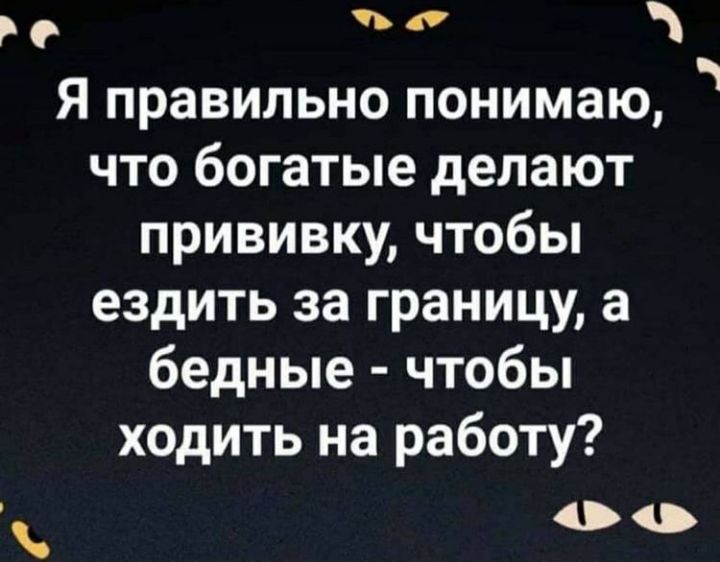 е Я правильно понимаю что богатые делают прививку чтобы ездить за границу а бедные чтобы ходить на работу 00 Ч