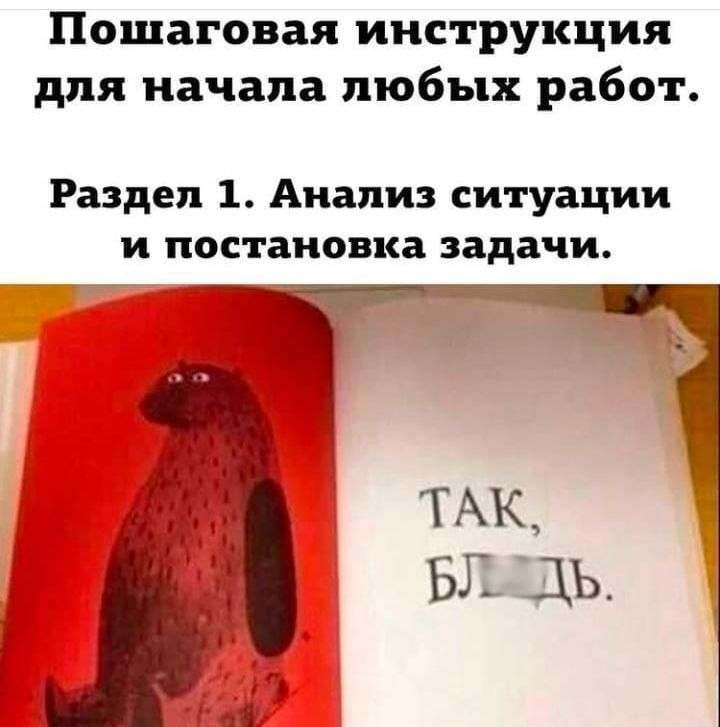 Пошаговая инструкция для начала любых работ Раздел 1 Анализ ситуации и постановка задачи