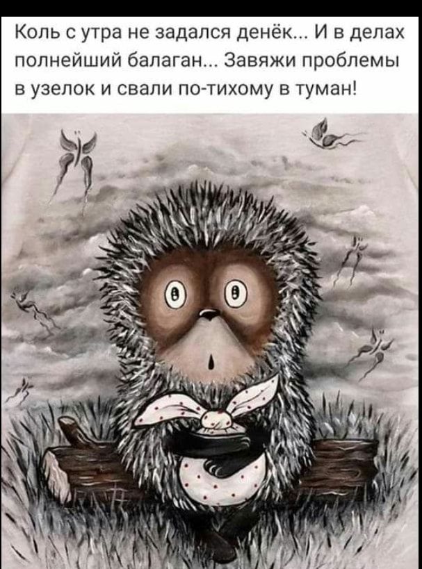 Коль утра не задался денёк И в делах полнейший балаган Завяжи проблемы в узелок и свали по тихому в туман