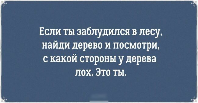 Если ты заблудился в лесу найди дерево и посмотри с какой стороны у дерева лох Это ты