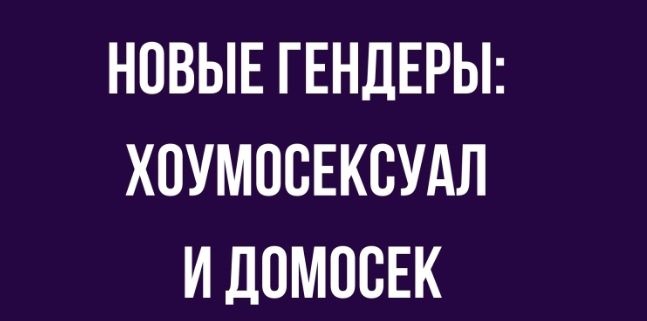 НОВЫЕ ГЕНДЕРЫ ХОУМОСЕКСУАЛ И ДОМПВЕК