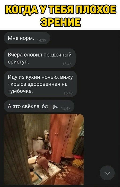 кагдА 71 плохое Мне норм Вчера словил пердечный сриступ Иду из кухни ночью вижу крыса здоровенная на тумбочке А это свёкла бл ь