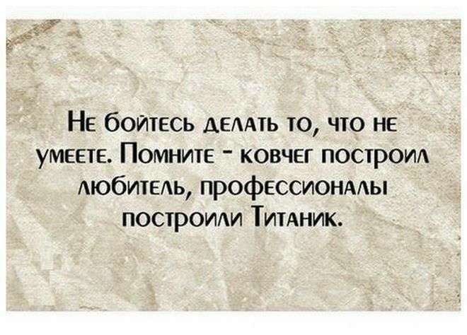 Не бойтесь Аедмь то что не умеете Помните ковчег построил любишш профессионмы построми ТитАник