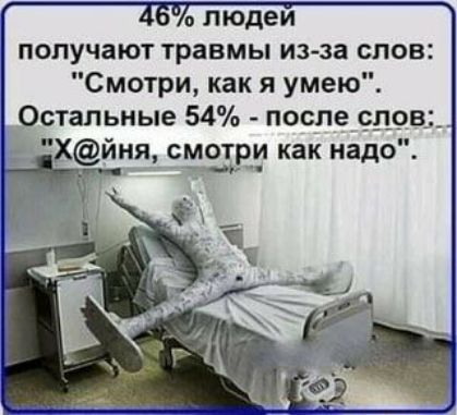А о людеи получают травмы из за слов Смотри как я умею Остальные 54 после др __