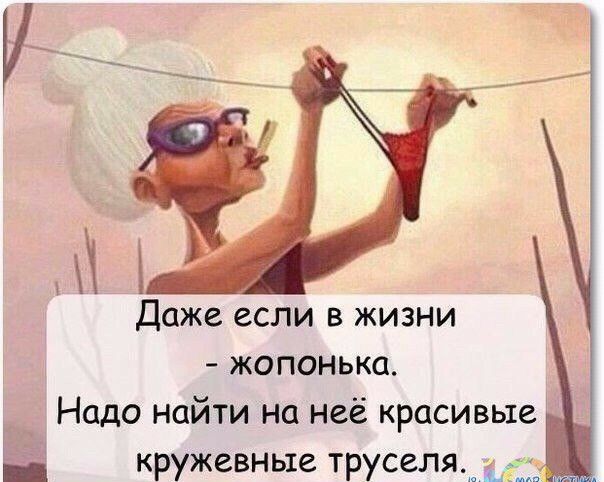 Даже если в жизни жопонька Надо найти на неё красивые кружевные труселя