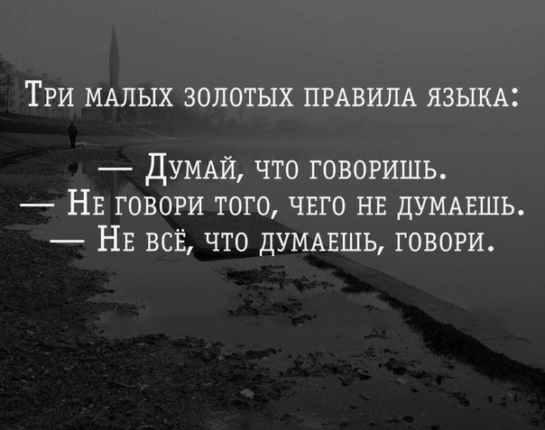 ТРИ МАЛЫХ ЗОЛОТЫХ ПРАВИЛА ЯЗЫКА ДУМАЙ что говоришь НЕ говори того чвго НЕ ДУМАЕШЬ НЕ всё что ДУМАЕШЬ говори