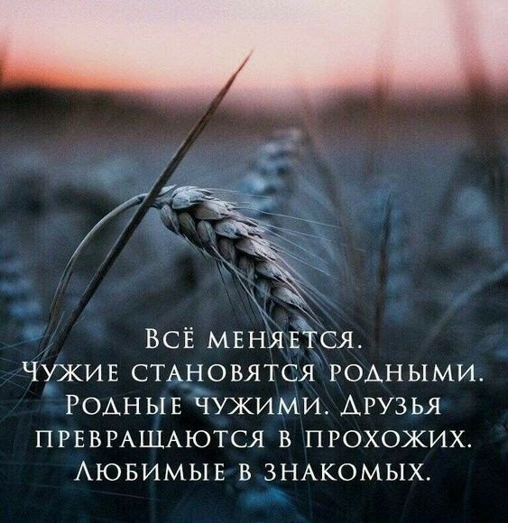 ВСЁ МЕНЯЕЪСЯ ЧУКИЕ СТАНОВЯТСЯ РОАНЫМИ РОАНЫЕ чужими АРУзья ПРЕВРАЩАЮТСЯ В ПРОХОЖИХ АЮБИМЫЕ В ЗНАКОМЫХ