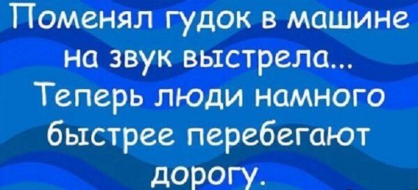 Поменял гудок в машине на звук выстрела Теперь люди намного быстрее перебегают дорогу