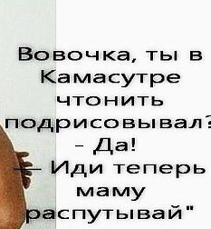 Вовочка ты в Камасутре чтонить подрисовывал Да Иди теперь маму аспутывай