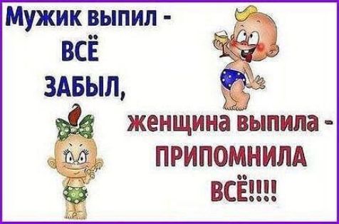 женщина выпила ПРИПОМНИЛА всё Мужик выпил _ ВСЁ ЗАБЫЛ