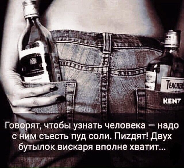 ГовЗвят чтобы узнать человека надо с м съесть пуд соли Пигдят двух бутылок вискаря вполне хватит