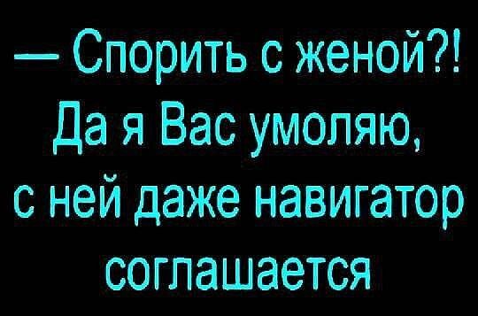 Спорить с женой Да я Вас умоляю с ней даже навигатор соглашается
