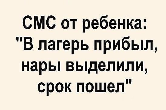 СМС от ребенка В лагерь прибыл нары выделили срок пошел