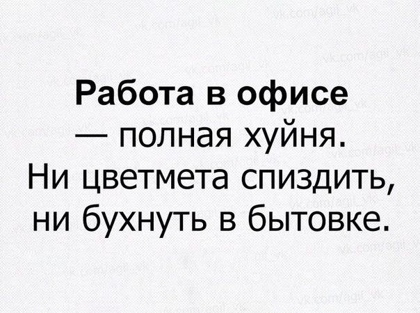 Работа в офисе полная хуйня Ни цветмета спиздить ни бухнуть в бытовке