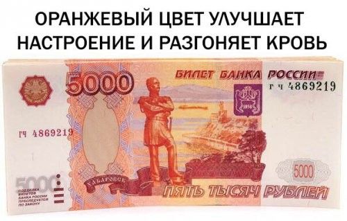 ОРАНЖЕВЫЙ ЦВЕТ УАУЧШАЕТ НАСТРОЕНИЕ И РАЗГОНЯЕТ КРОВЬ БИЛЕТ Ему 2 г ч 4869218