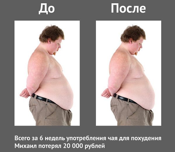После Всего за 6 недель употребления чая для похудения Михаил потерял 20 000 рублей