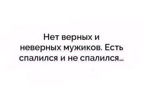 Нет верных и неверных мужиков Есть спалился и не спалился