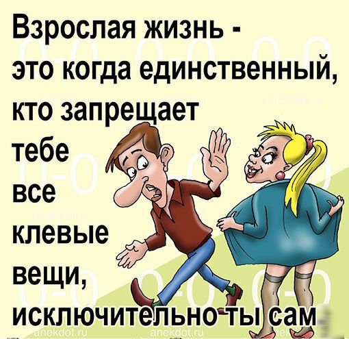 Взрослая жизнь это когда единственный кто запрещает все клевые вещи исключительночы сам
