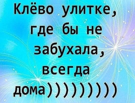 Клёво улитке где бы не 3абухала всегда дома