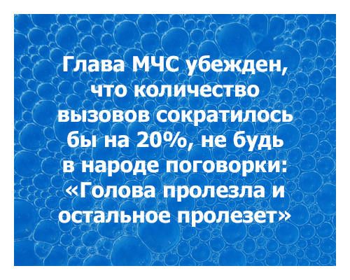 Глава мчс убежден что количество вызовов сократилось бы на 20 не будь в народе поговорки Г олова пролезпа и остальное пролезет