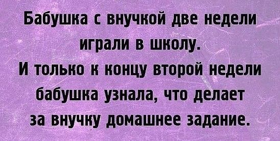 Бабушка внучной две недели играли в школу И только к концу второй недели бабушка узнала что делает за внучну домашнее задание