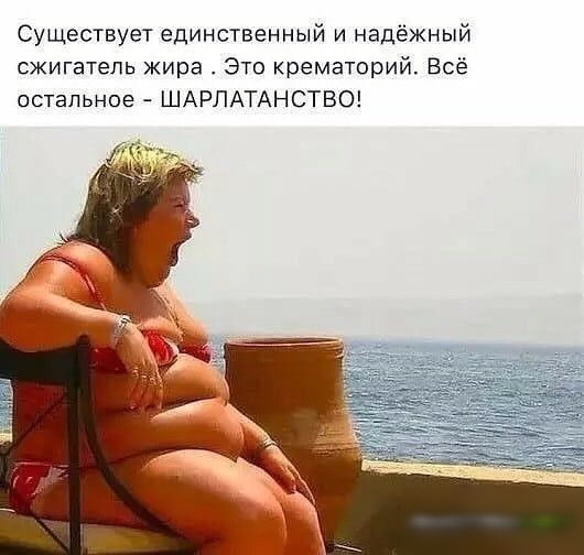 Существует единственный и надёжный сжигатепь жира Это крематорий Всё остальное ШАРЛАТАНСТВО