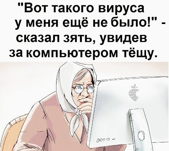 Вот такого вируса у меня ещё не было сказал зять увидев за компьютером тёщу