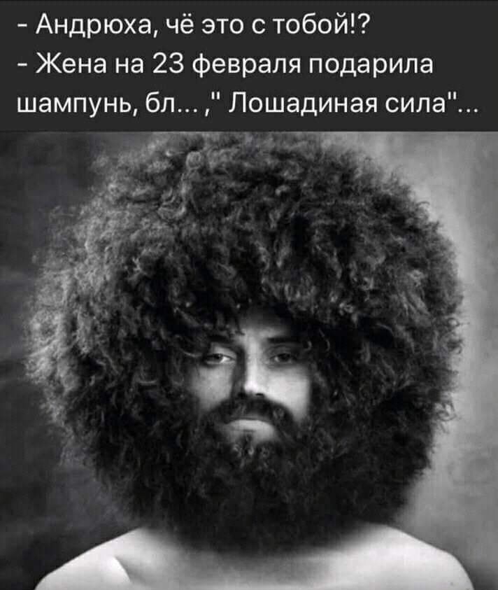 Андрюха чё это с тобой Жена на 23 февраля подарила шампунь бл Лошадиная сила