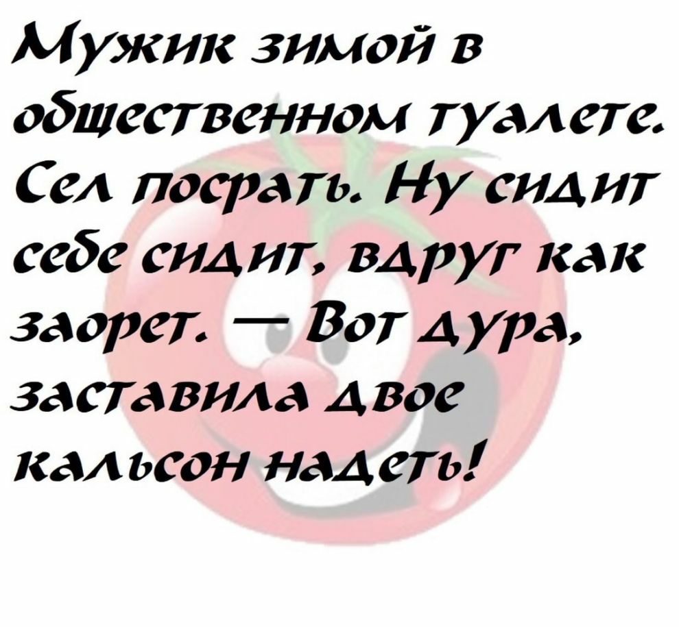 Мужик зимой в общественном туалете Сел посрать Ну сид ит себе сид ит вдруг как заорет Вот А ура заставила двое кал ьсон над еть
