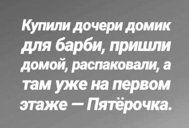 Купили дочери домик для барби прицши домой распаковали а там уже на первом этаже Пятёрочка