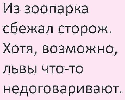 Из зоопарка сбежал сторож Хотя возможно львы что то недоговаривают