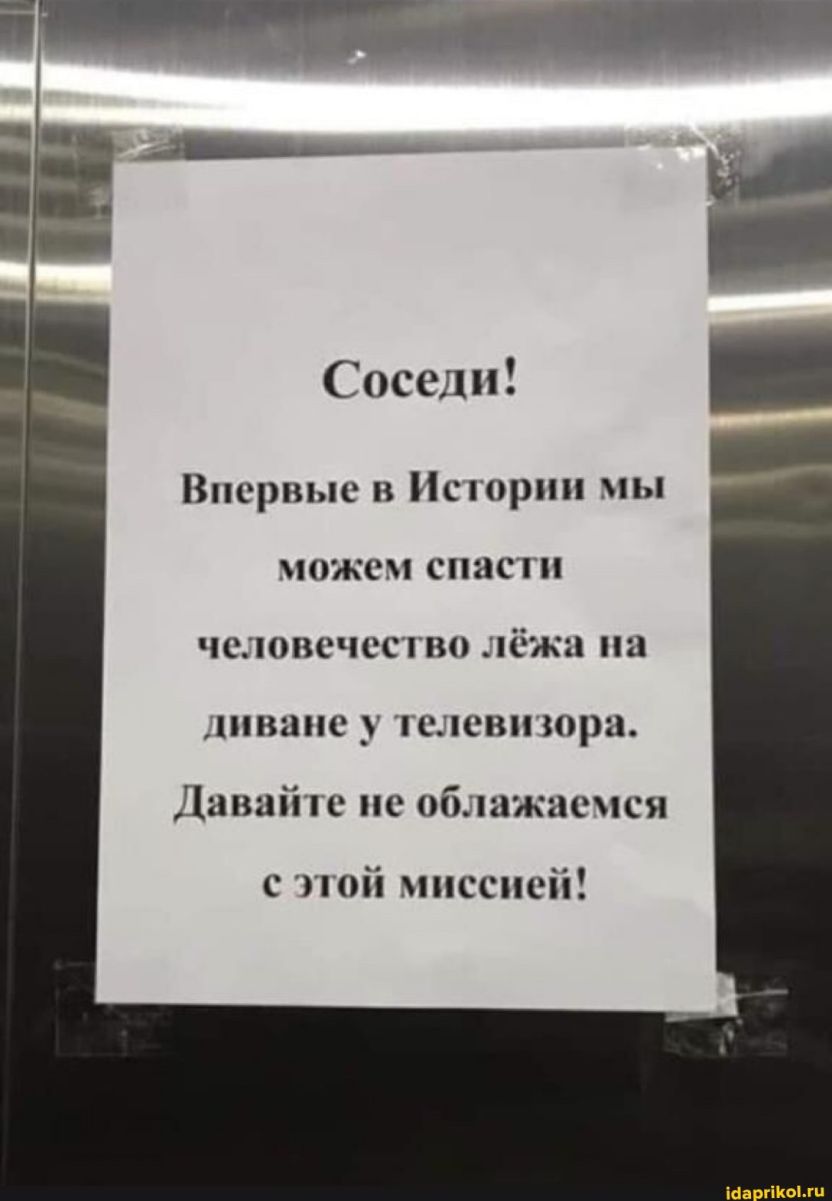 Соседи Впервые в Истории мы можем спасти человечество лёжа на диване у телевтора Давайте не облажаеися с той миссией Ша гит