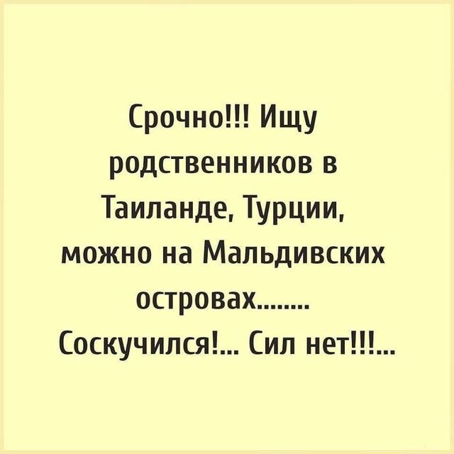 Срочно Ищу родственников в Таиланде Турции можно на Мальдивских островах Соскучился Сил нет