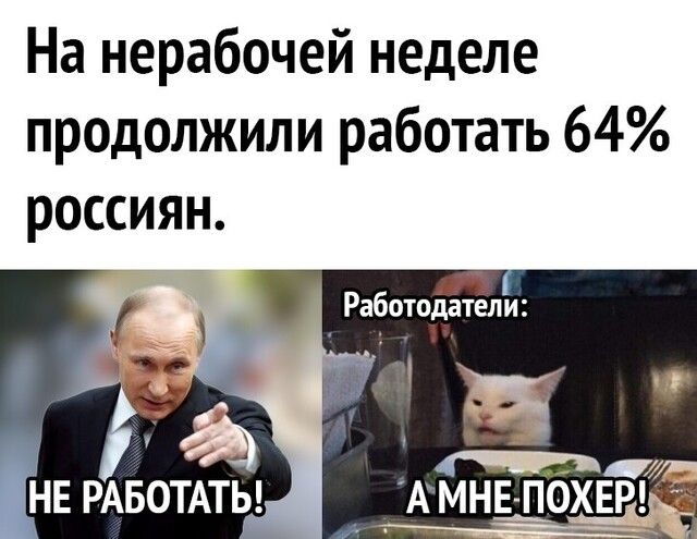 На нерабочей неделе продолжили работать 64 россиян Работодатели