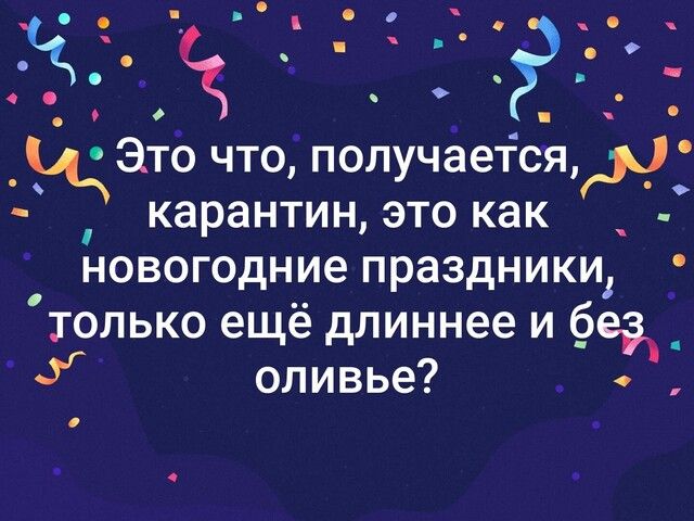 Ч о А к ці Это что получается карантин это как _ новогодние праздники голько ещё длиннее и без ЗГ оливье