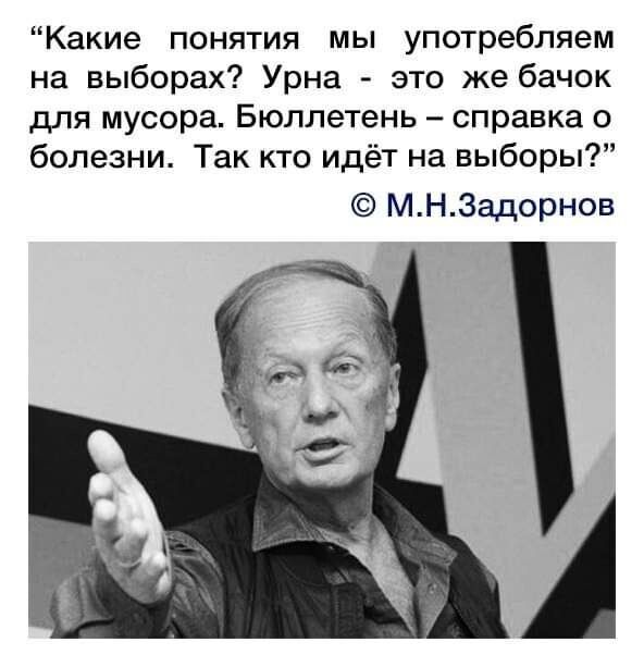 Какие понятия мы употребляем на выборах Урна это же бачок для мусора Бюллетень справка о болезни Так кто идёт на выборы МНЗадорнов