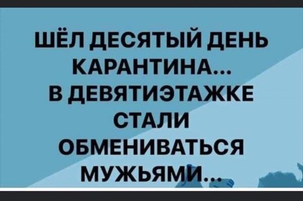 шёл десятый двнь КАРАНТИНА в девятиэтджкв СТАЛИ овмвнивдться мужьямд_