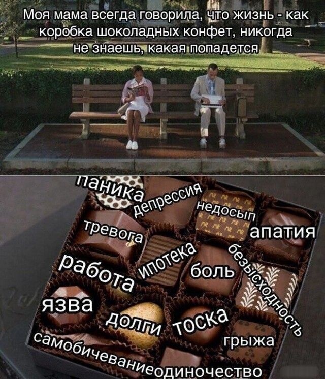 щпх Моя мама всегдадо рипа чдо жизнь ікак із корябка шоколадных конфет никогда неёнаешшкакаяшотадетоя