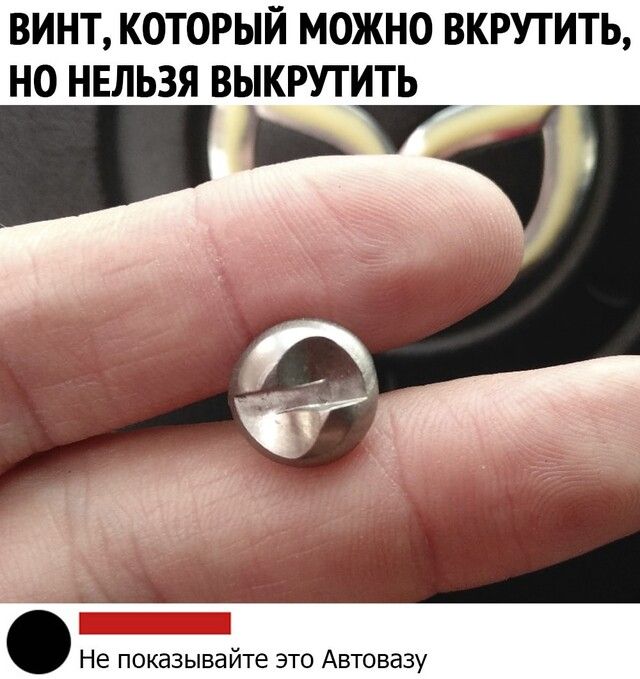 ВИНТ КОТОРЫЙ МОЖНО ВКРУТИТЬ НО НЕЛЬЗЯ ВЫКРУТИТЬ 74 Не показывайте это Автовазу