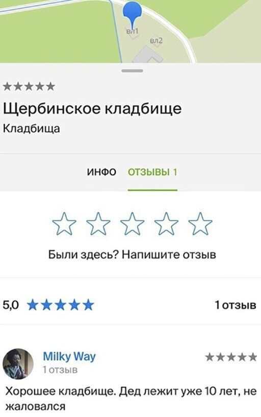 іі Щербинское кладбище Кладбища ИНФО ОТЗЫВЫ 1 ЁЁЁЁЪЁЪЁЁЁ Были здесь Напишите отзыв 50 1отзыв МііКуШау тотзыв Хорошее кладбище дед лежит уже Ю лет не жаловался