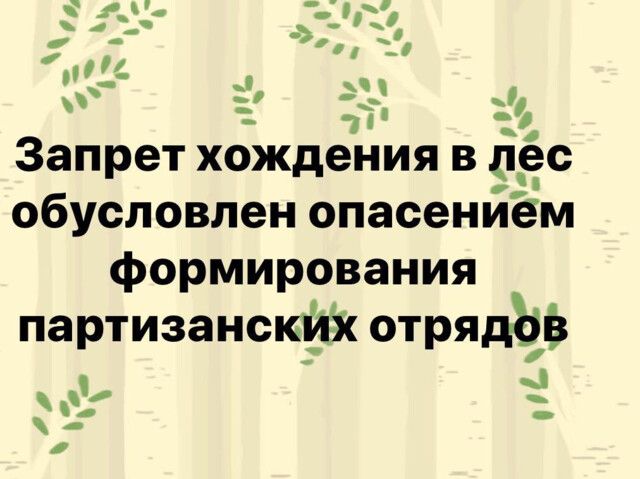 Запрет хождения в пес обусловлен опасением формирования партизанский отрядъь 011
