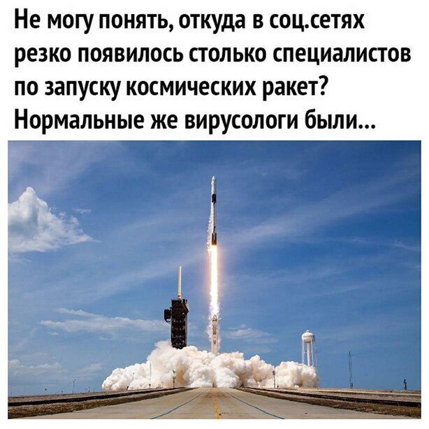 Не могу понять откуда в соцсетях резко появилось столько специалистов по запуску космических ракет Нормальные же вирусологи были