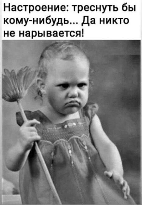Настроение треснуть бы кому нибудь да никто не нарывается