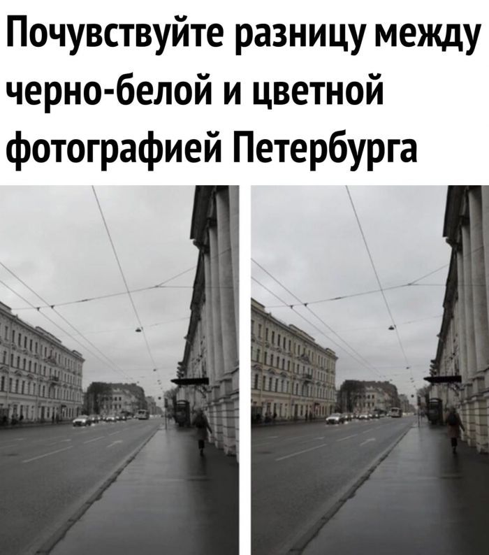 Почувствуйте разницу между черно белой и цветной фотографией Петербурга