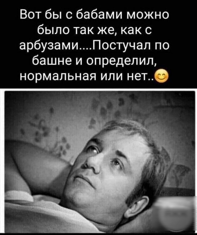Вот бы с бабами можно было так же как с арбузамиПостучал по башне и определил нормальная или нет
