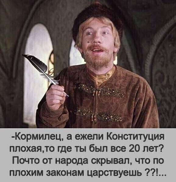 Кормилец а ежели Конституция плохаято где ты был все 20 лет Почто от народа скрывал что по плохим законам царствуешь