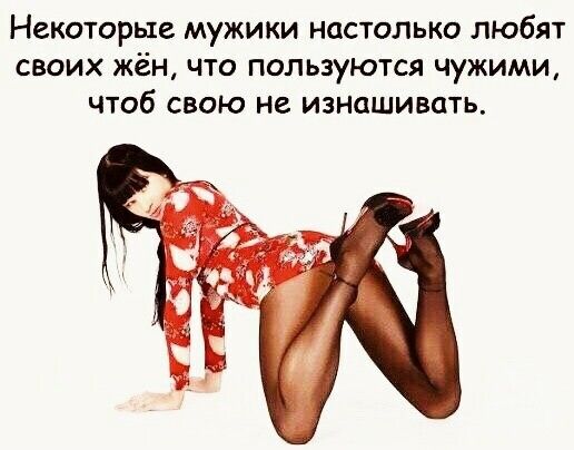 Некоторые мужики настолько любят своих жён что пользуются чужими чтоб свою не изнашивать