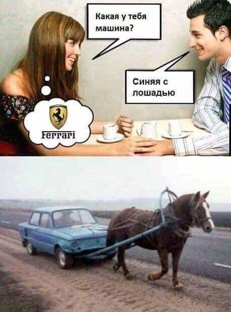 Какая у тебя машина Синяя лошадью