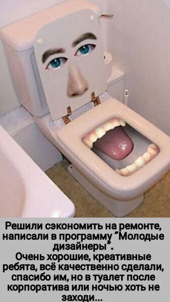 РЕШИЛИ ОЗКОНОМИТЬ 8 ремонте написали в программу Молодые дизайнеры Очень хорошие креативные ребята все качественна сделали спасибо им но в туалет после корпоратива или ночью хоть не ЗПХОДИ